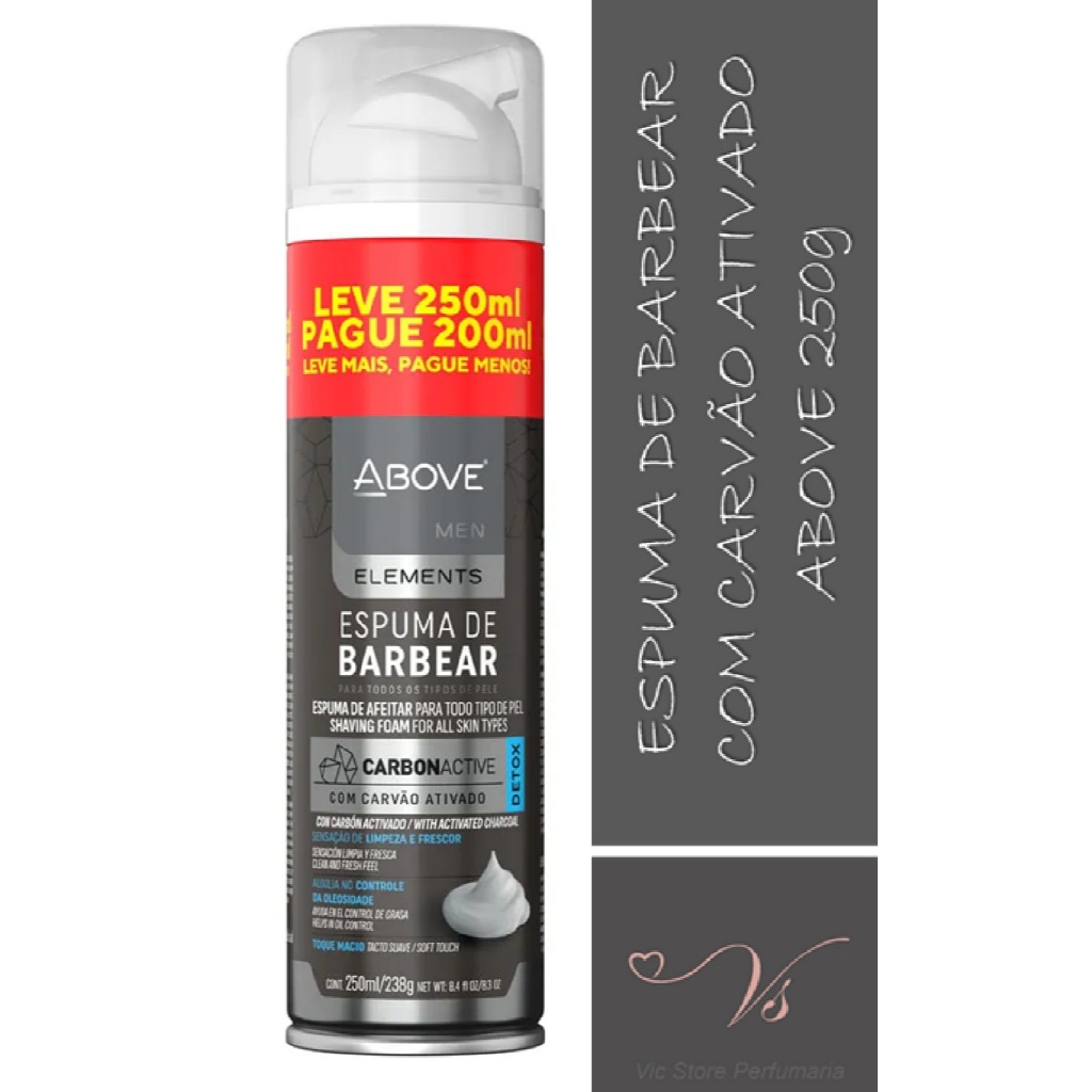 Kit 03un Espuma De Barbear Above Carvão Ativado com 250ml