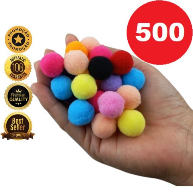 500 Mini Pompons Coloridos 20mm – Ideal para Artesanato, Festas, Artes, Apliques e Laços