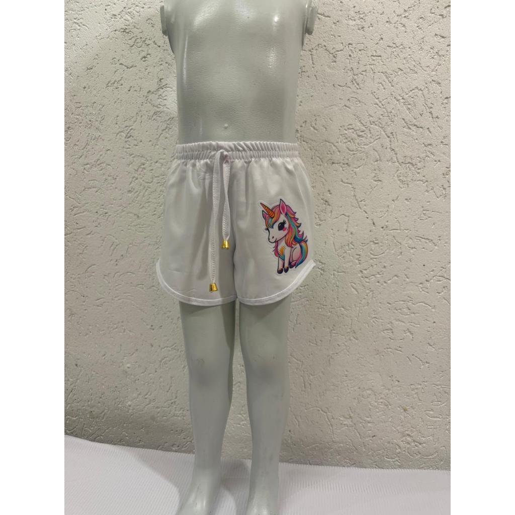 Shorts Tactel estampado infantil Feminino Soltinho E Confortável 6meses a 10 anos
