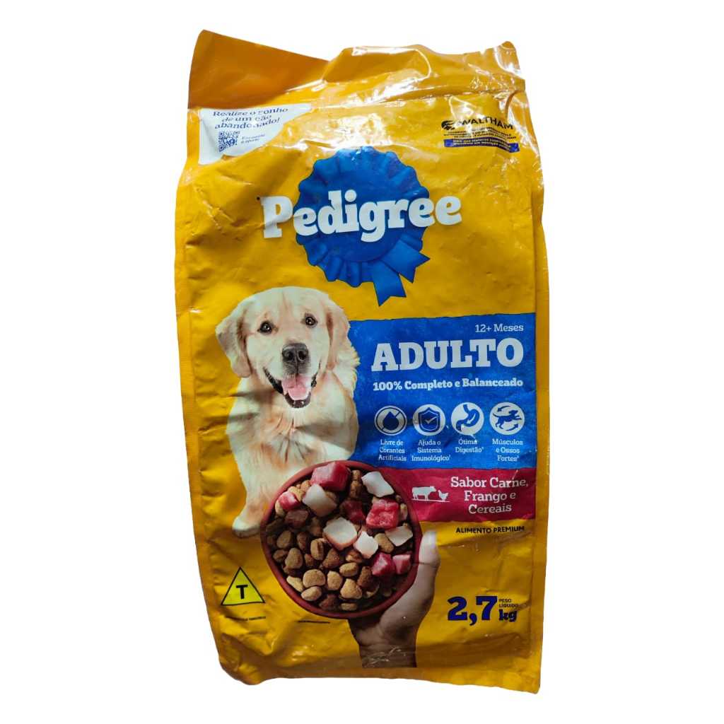 Pedigree Ração Seca Adulto – Sabor Carne, Frango e Cereais – 2,7 kg