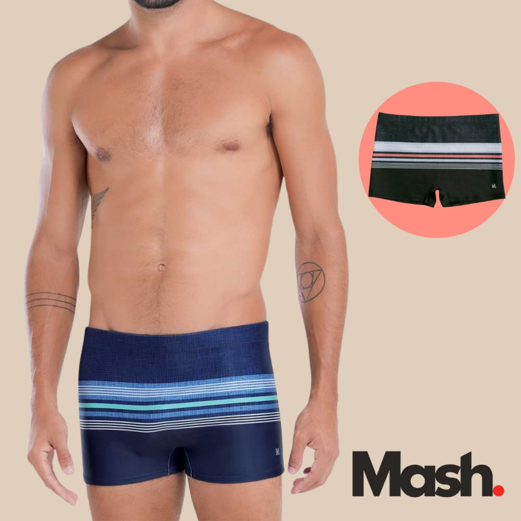 Sunga Boxer Masculina Mash Estampa Listratextura Cintura Elastica E Forro Interno