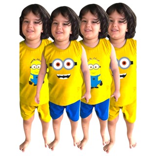 Conjunto Infantil Regata e Short Unissex Menino Menina Verão Minions em Oferta na Shopee