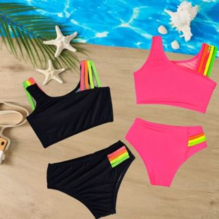 KIT 2 Biquini Infantil Juvenil Calcinha e Top Forrado Proteção UV Alça Colorida Moda Praia Menina em Oferta na Shopee