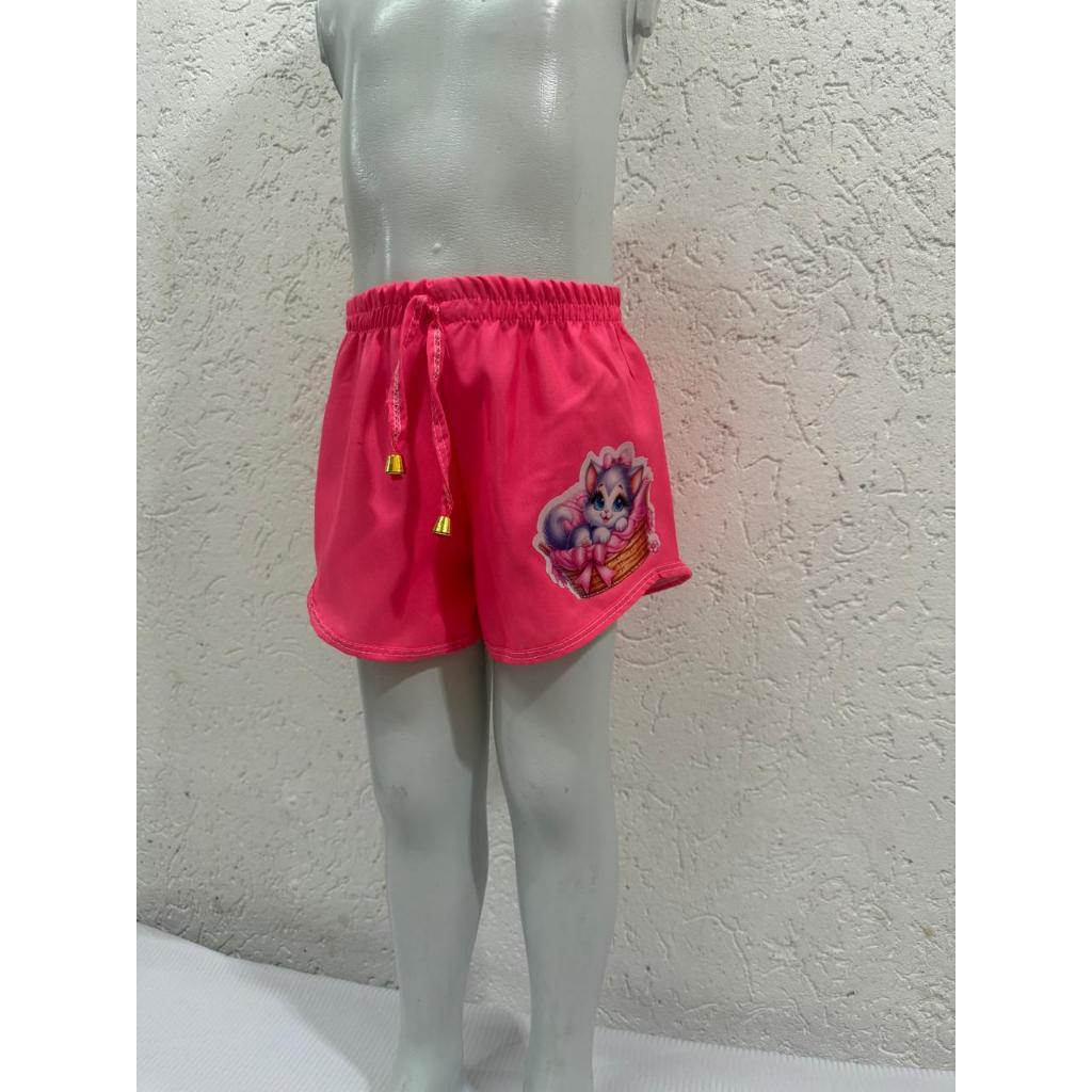 Shorts Tactel estampado infantil Feminino Soltinho E Confortável 6meses a 10 anos