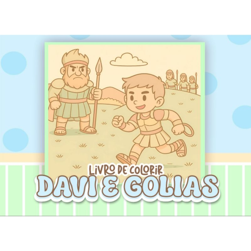Livro de colorir Davi e Golias/Capa dura/Wire-o/50 páginas 150gr papel cartão/Tamanho 22.5X16.5