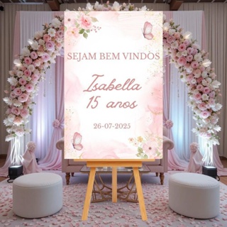 Placa Recepção Aniversário 15 Anos Moderno Flor Nome Personalizado em Oferta na Shopee