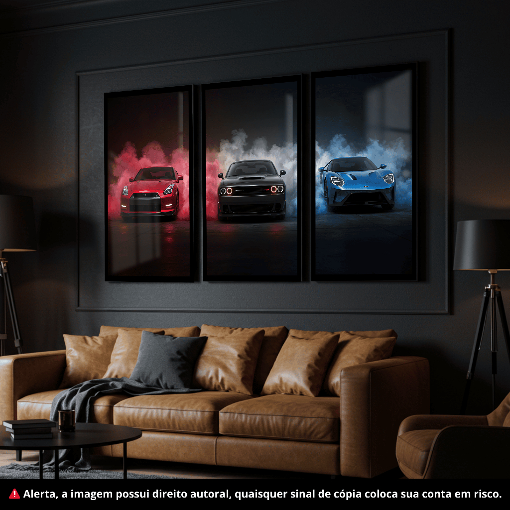 Quadro Parede Decorativo Kit 3 Peças Carros Luxo Tendencia Sala Quarto Vários Modelos em Oferta na Shopee