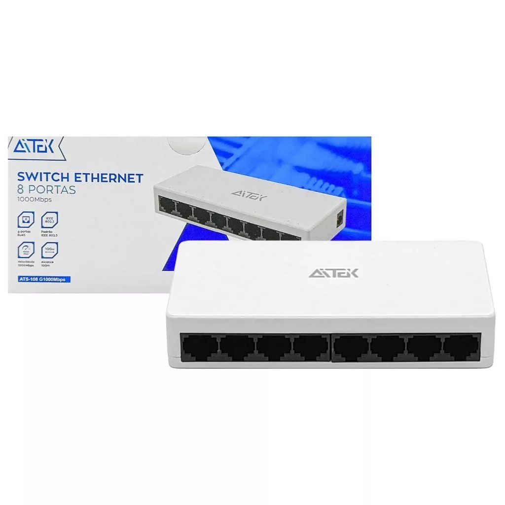 Switch Aitek 08 Portas Rj45 100mbps.