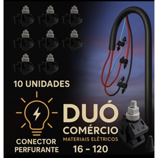 Kit com 10 peças, Conector perfurante 16 a 120, Vampiro, Morcego, Piranha, Pirceng em Oferta na Shopee