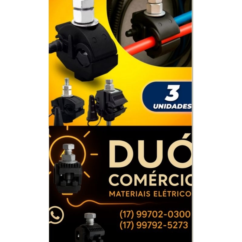 Kit com 3 peças, Conector perfurante 10 a 95, derivação 1,5 a 10 Vampiro, Morcego, Piranha, Piercing, morceguinho em Oferta na Shopee