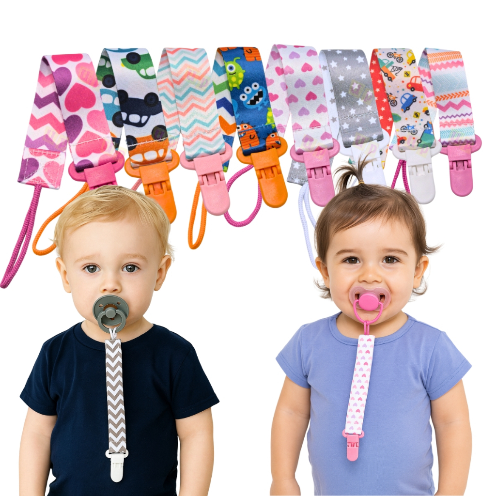 Prendedor De Chupeta Bico Bebê Modelo Universal Menina Menino Tecido Fita Buba Nuk Avent Lillo Mam