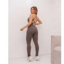 Macacão Feminino Fitness Academia Esportivo Canelado Poliamida Elástico com Bojo 3RD SD1711