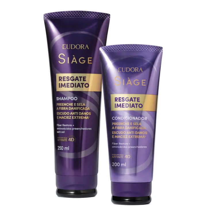 Combo Siàge Resgate Imediato: Shampoo 250ml + Condicionador 200ml, Eudora