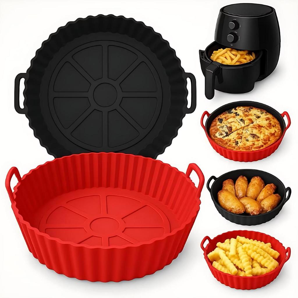 Kit Forma de Silicone para Air Fryer Forno Microondas Fritadeira Assadeira Reutilizável Antiaderente em Oferta na Shopee