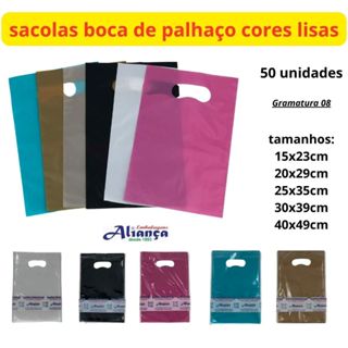 50 Sacolas Boca de Palhaço Colorida Várias Cores e Tamanhos a escolha - Ideal para Lembrancinhas e Brindes" em Oferta na Shopee