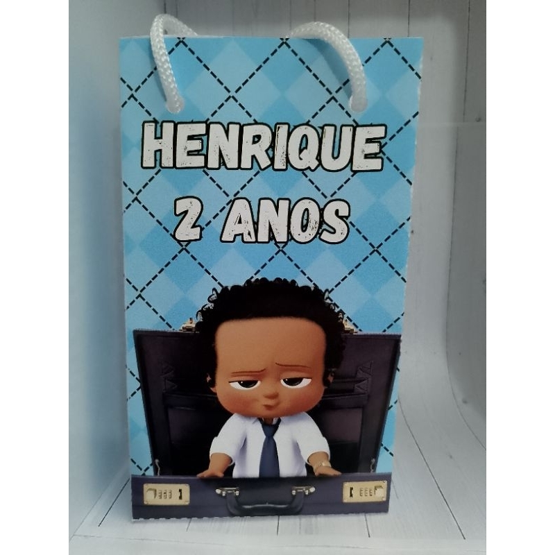 sacola personalizada PP lembrancinhas de aniversário infantil kit com 10 unidades poderoso chefinho