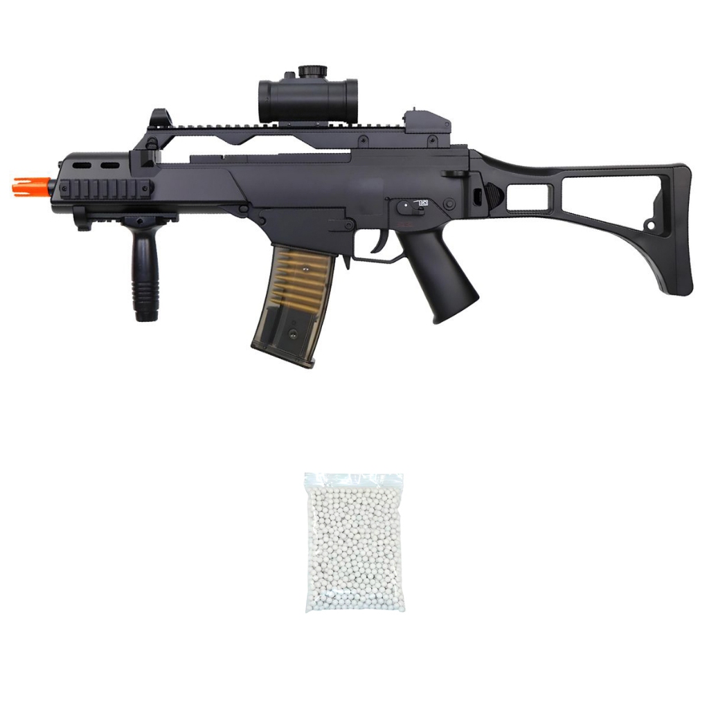 Kit Rifle Airsoft Elétrico Full Auto G36C M85 6mm Preta - Double Eagle + 2000 Esferas 0.12g em Oferta na Shopee