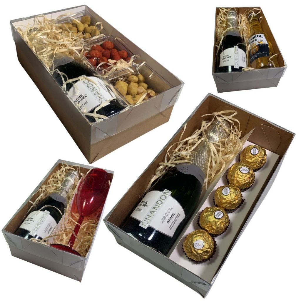 5 OU 10 Caixa Mine Champanhe, Mine Vinho,Taça,long neck,Embalagem Berço pra Kit Presente,Dia dos Pais,Natal,Com visor.