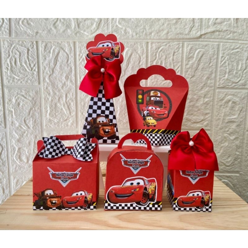 Kit Festa Carros, Relâmpago Mc Queen clássico , Personalizados Lembrancinhas Caixinhas Para Festa PEGUE E MONTE