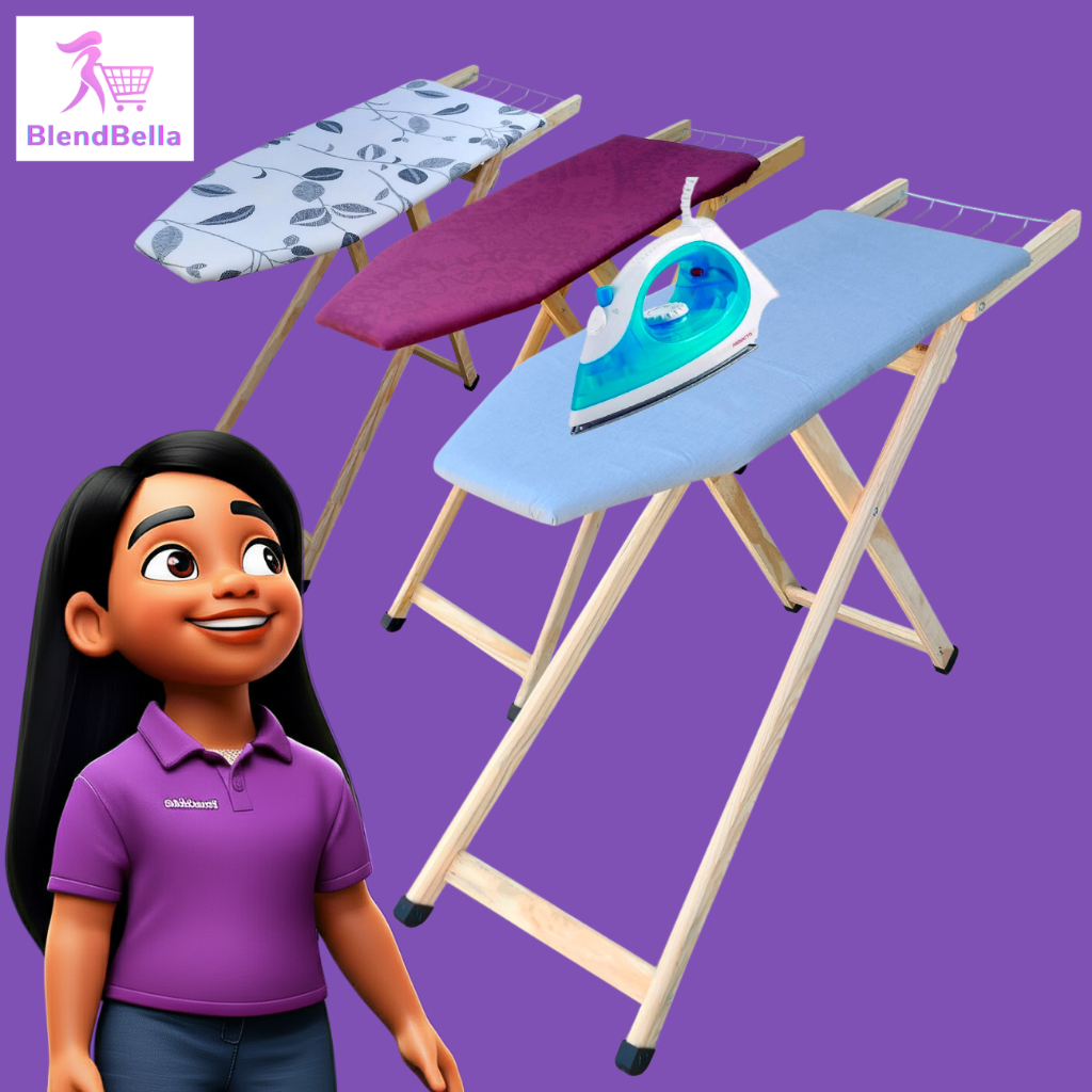 Imagem Tábua De Passar Roupa Dobrável Extra Fort Reforçada Madeira Superbella com suporte de ferro de passar pés de borracha