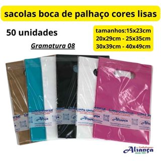 50 Sacolas Boca de Palhaço Cores Lisas 0,8 50 unidades Tamanhos a Escolha em Oferta na Shopee