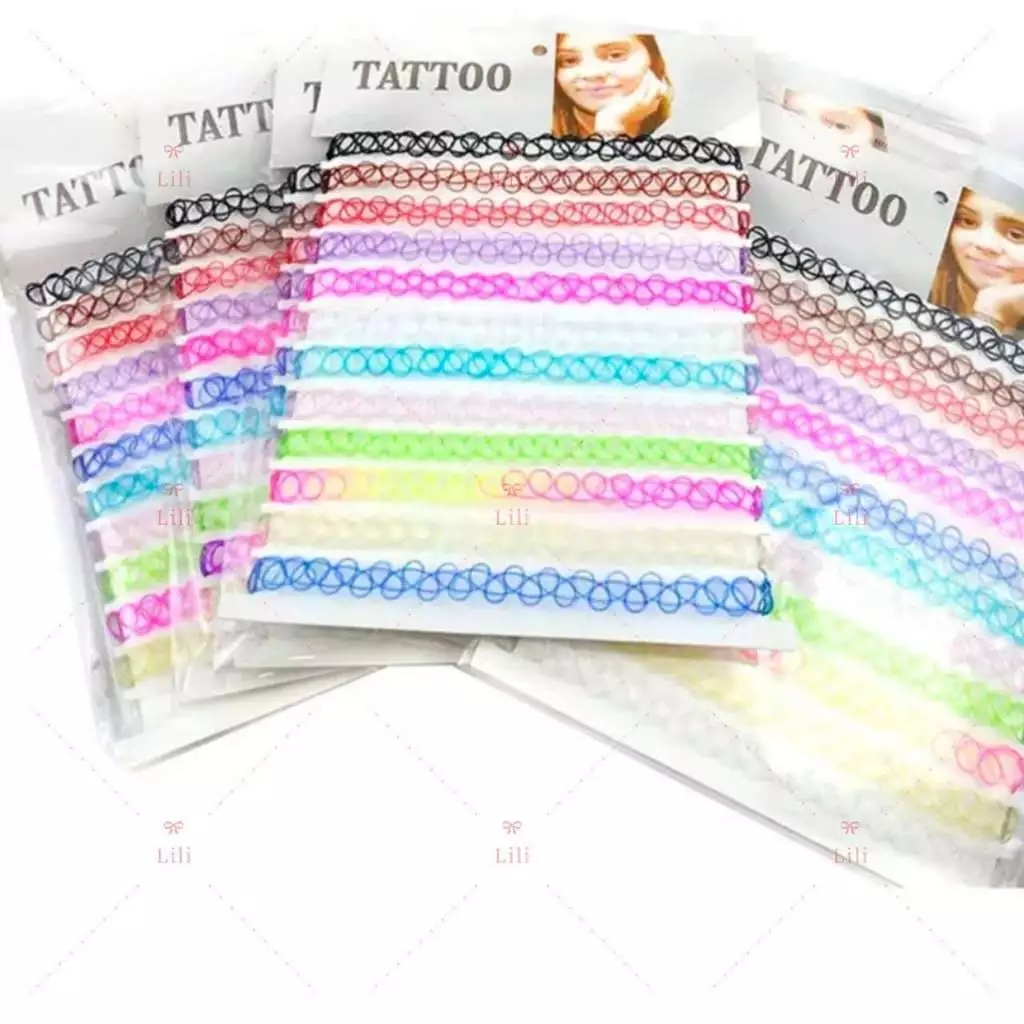 12  Pecas Gargantilha Colar Chocker Coleira TiPo Tattoo De nylon Preta Colorido em Oferta na Shopee
