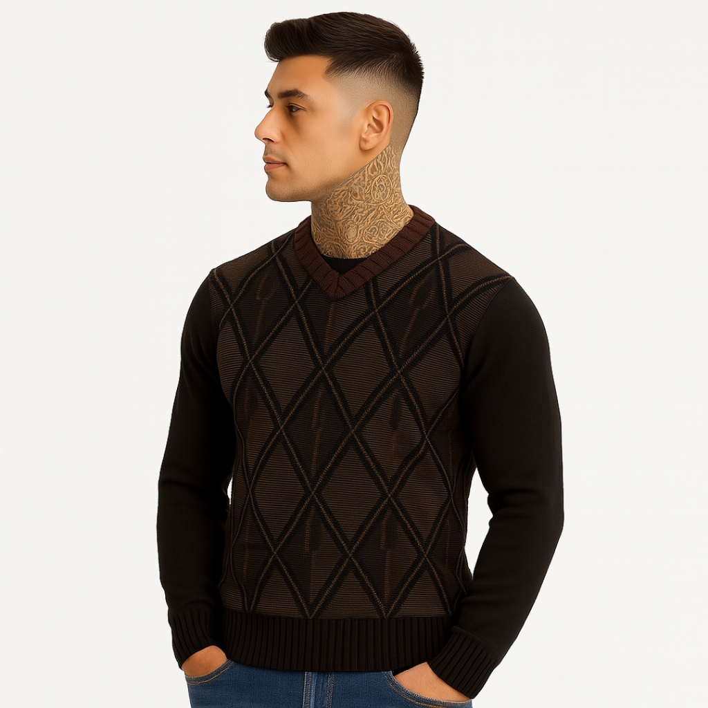 Suéter Tricot Masculino Liso Básico Casaco Blusa de Frio Gola Redonda Sem Estampa em Lã