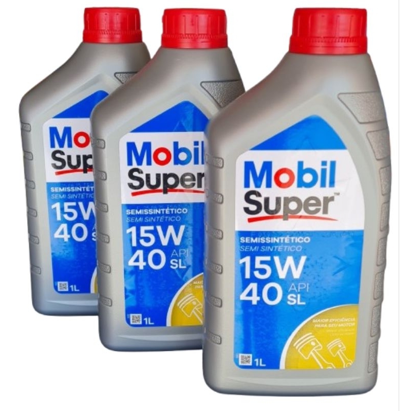 Óleo Mobil Super 15w40 Semi Sintético Carro Kit 3L em Oferta na Shopee
