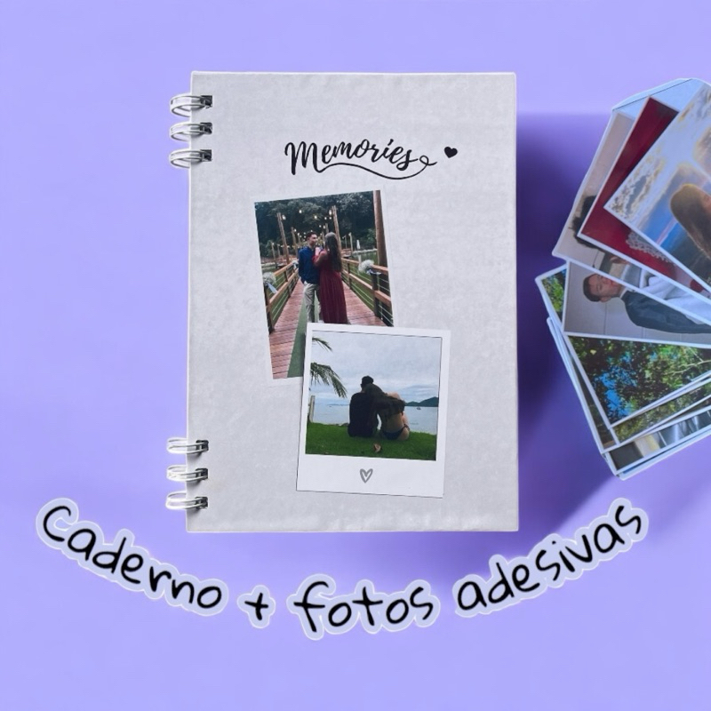 Album estilo Scrabook com até 50 Fotos Adesivas – Presente  para Namorado, Amiga ou Família