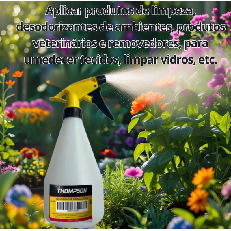 kit 4 Pulverizador 500ml Thompson é ideal para aplicar água, soluções químicas, fertilizantes e produtos de limpeza