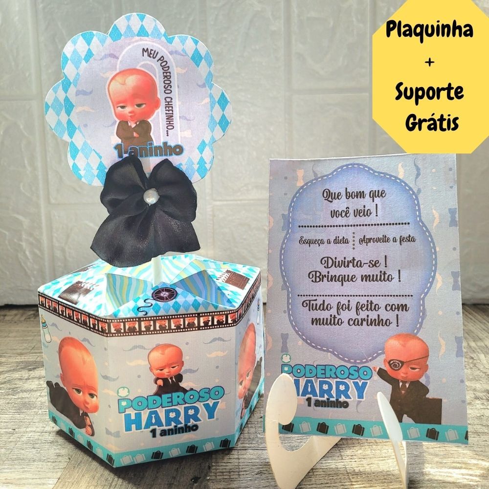 Centro de Mesa Poderoso Chefinho + Plaquinha Cachepô Personalizado.Enfeite p/Festa Arranjo p/Aniversário