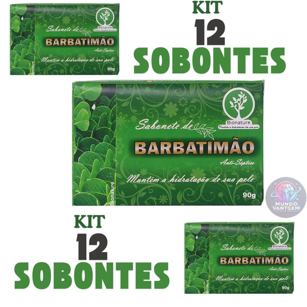 Kit 12 Sabonetes Íntimos Barbatimão 90g Bionature - Higiene Feminina Natu