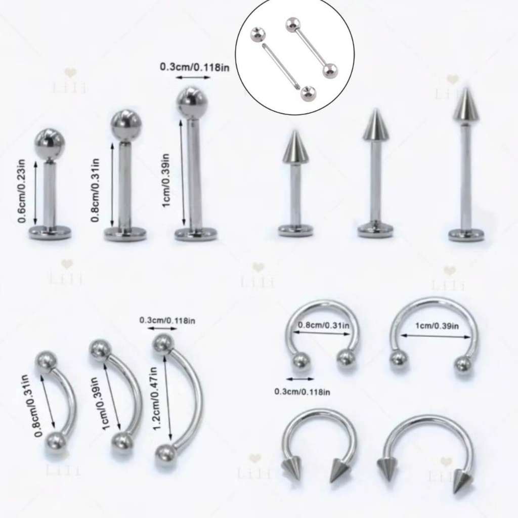 1Pc Piercing Ferradura / Labert/ Curvo Barbell/ com Bolinha spike Aco cirugico Piercing corporal em Oferta na Shopee