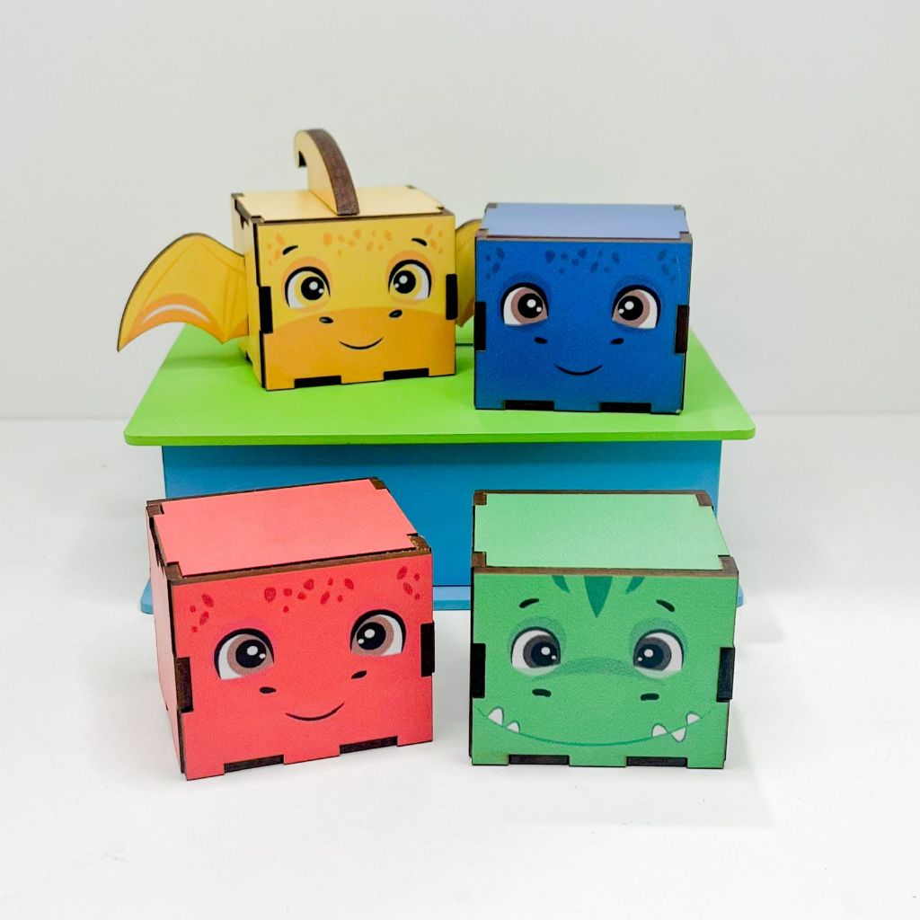 5/10/15/20PCS Mini Cubos Dino Baby em MDF - Lembrancinha Porta Bombom Caixinha em Oferta na Shopee