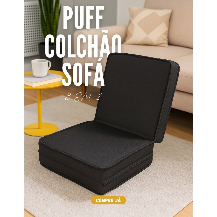 Colchão Dobrável de Solteiro Puff Sofá 3x1 Colchonete Conforto Descanso Praticidade Preço mais Vendido Top Categória.