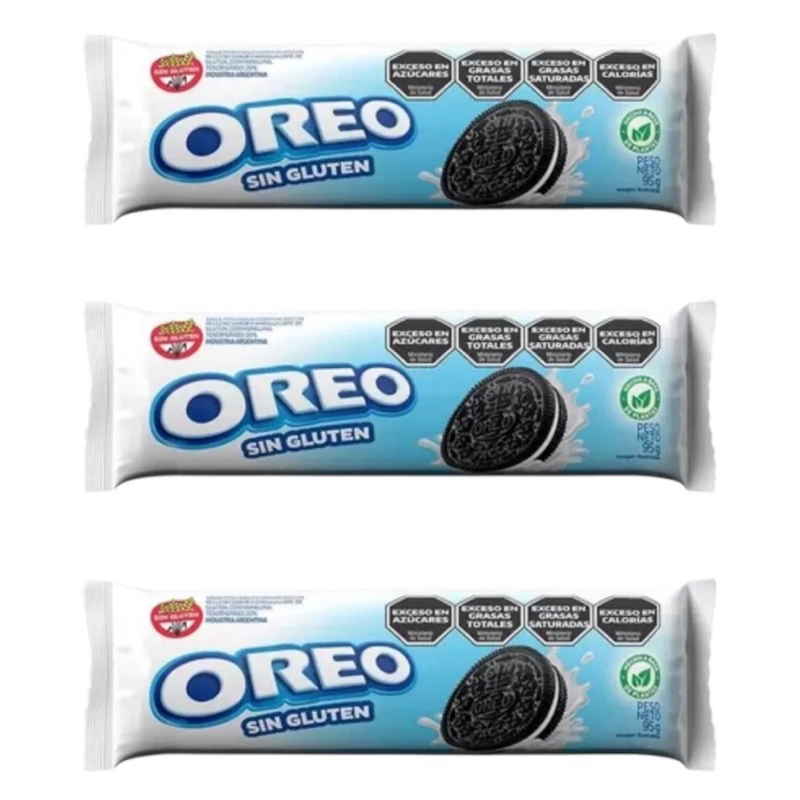 Bolacha Recheada Oreo Sem Gluten - 3 pacotes de 95g