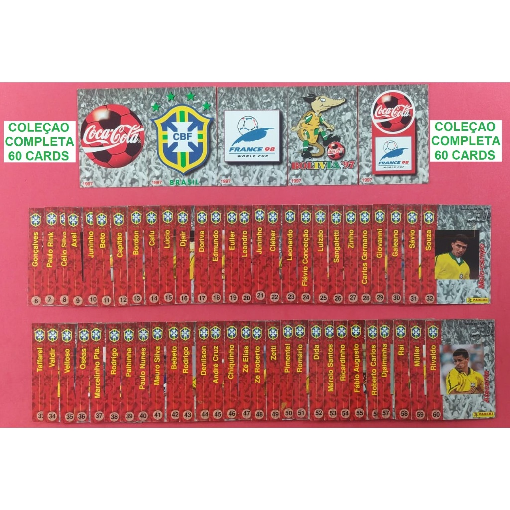 Lotes de Cards Seleção Brasileira 1997 - Copa // Panini - Coca Cola - OPÇÕES COMPLETA ou INCOMPLETA - ESCOLHA