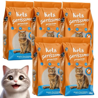 Kit 5.un. Areia Sanitária Higiênica Para Gatos Anti Odor Gatíssimo 2. 0 . kg Total