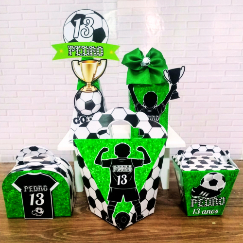 KIT CAIXAS PERSONALIZADA TEMA FUTEBOL/LEMBRANCINHA ANIVERSÁRIO INFANTIL