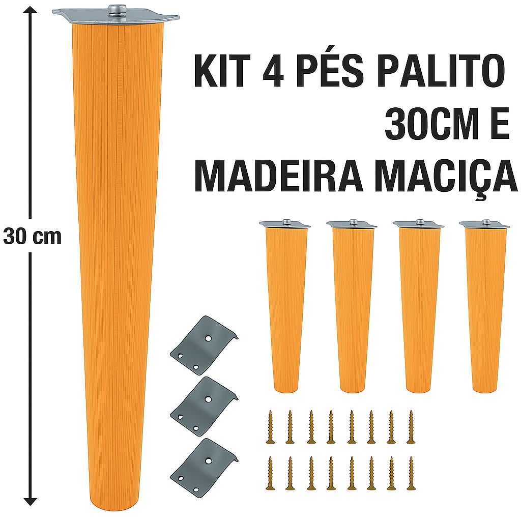🔥 Kit Premium de Fixação: Pés Palito 30 cm + Chapinhas + Parafusos