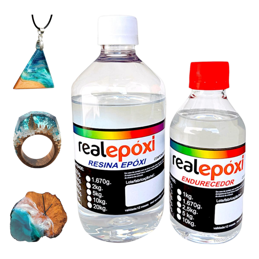 Resina Epóxi Média Viscosidade - KIT 750g. A+B (Resina e Endurecedor) P/ Madeiras e Artesatanatos