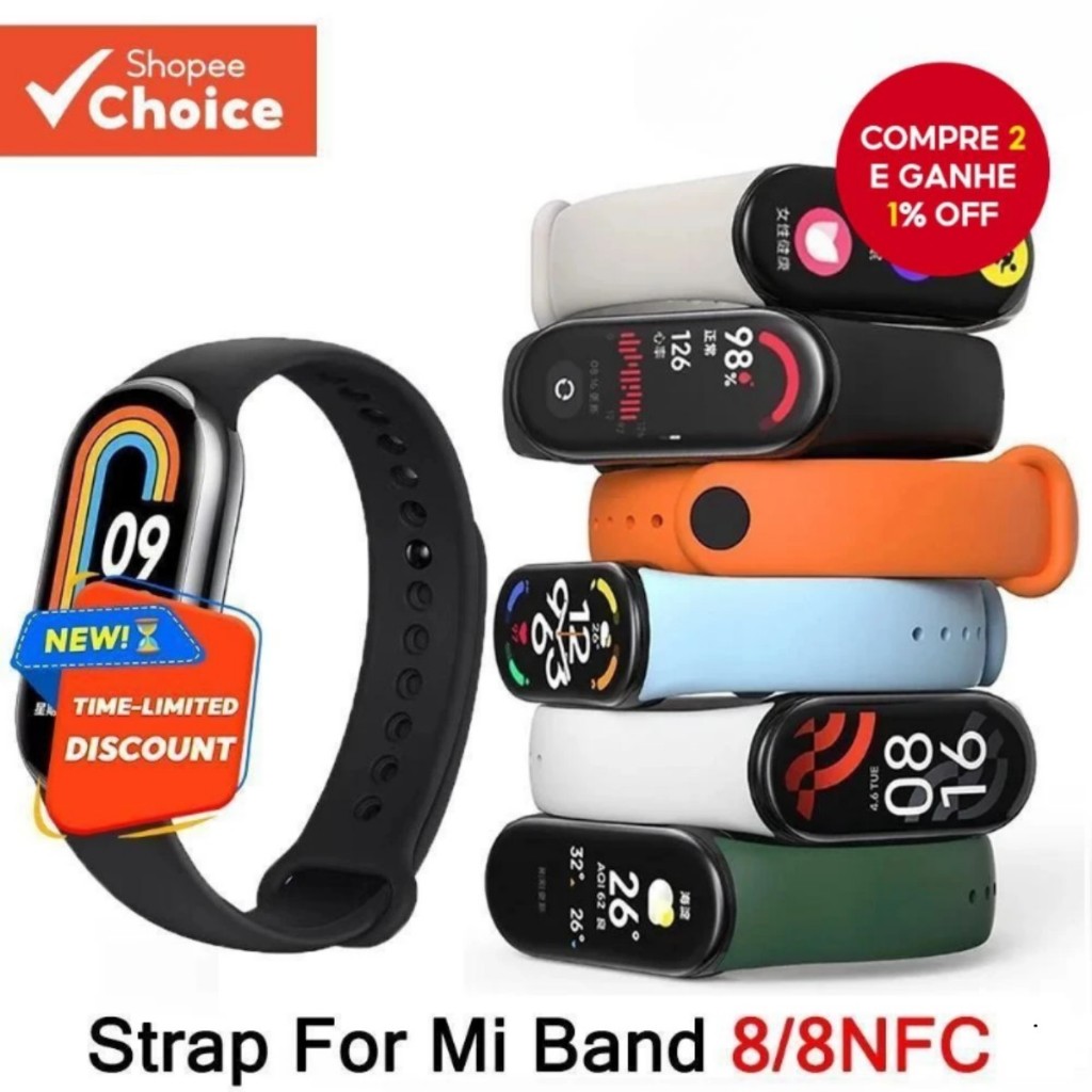 Nova Pulseira De Silicone Para Xiaomi Mi Band 8/9 Smartwatch MiBand Relógio Esportivo