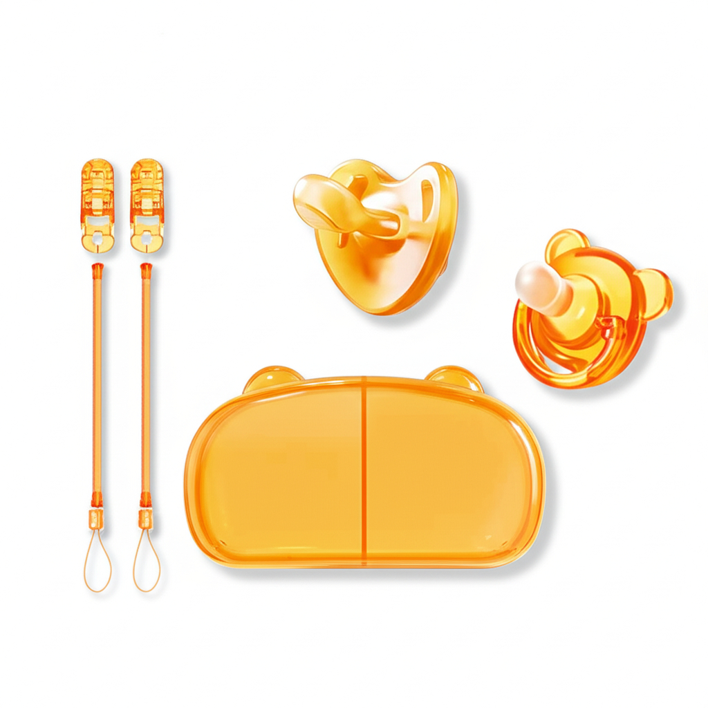 Kit 2 Chupeta De Silicone Imita Peito Seio Materno Calmante P/ Bebê com Prendedor e Caixinha