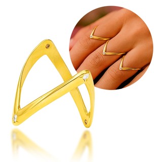 Anel Boca De Tubarão Em Moeda Antiga Original Dourado Com Pedra Zircônia