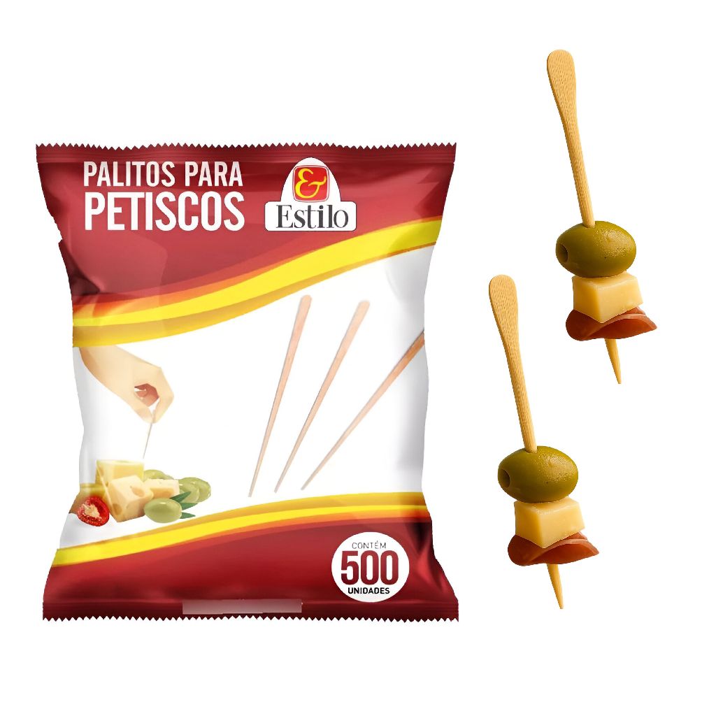 Palito Para Sanduiche de Madeira Espeto 9cm Para Petisco 1000 Unidades Para Lanches e Petiscos
