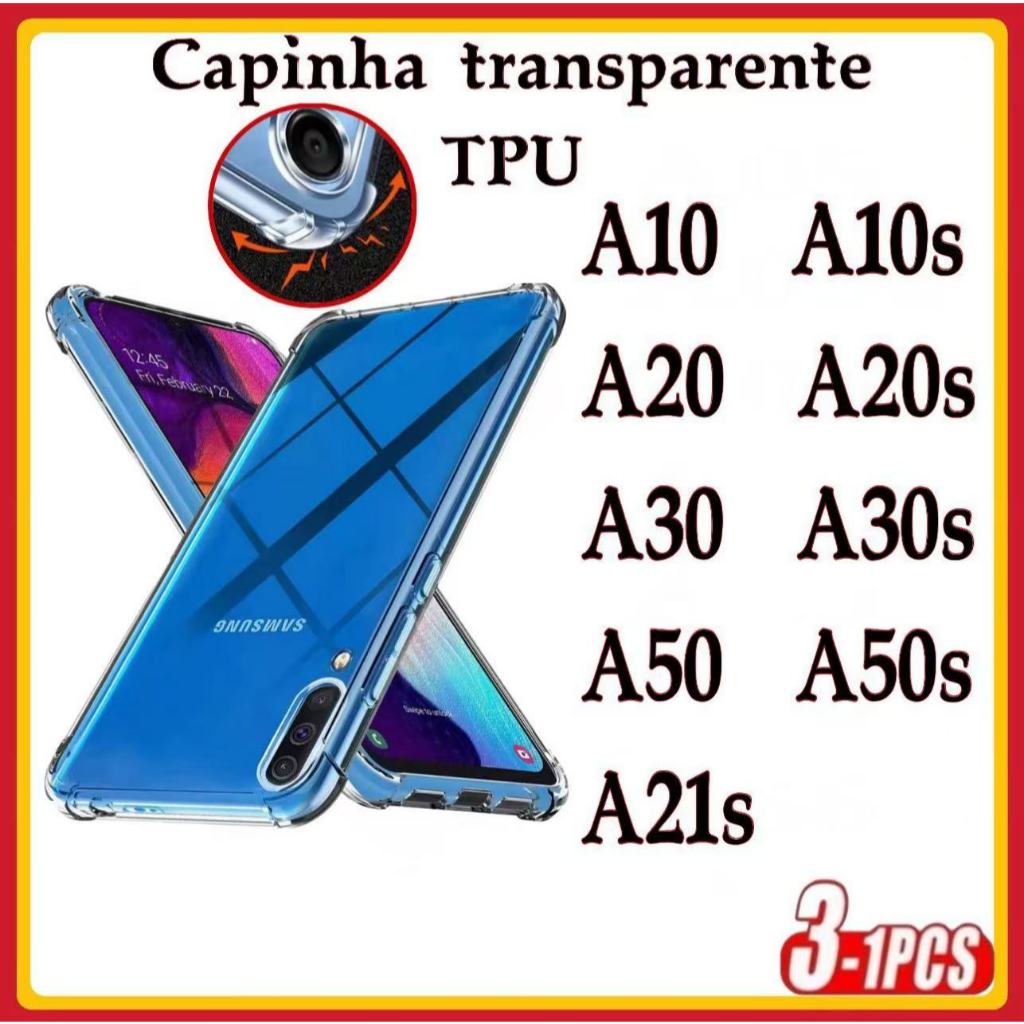 Capa transparente TPU capinha Anti Shock Impacto Samsung A10 A10S A20 A20S A30 A30S A50 A50S A21S
