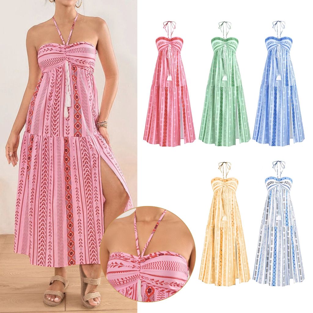 Vestido Boho Tribal Feminino Saia Flared, Tomara que Caia, Sem Bojo- Verão midi em Oferta na Shopee