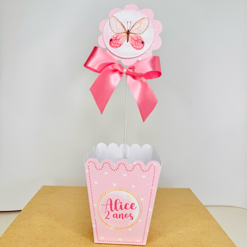 Centro de Mesa Festa Personalizada-KIT PEGUE E MONTE Lembrancinha Cachepô BORBOLETAS