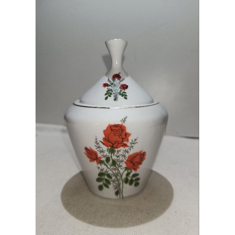 Antiguidade Açucareiro de Porcelana da Pozzani com Tampa Colecionável  ver descrição