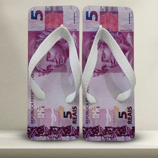 Chinelo Quadrado Nota 5 Reais Masculino Estampa Dinheiro Engraçado Confortável Leve em Oferta na Shopee